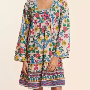 Mods Posa ⭐️NWT ⭐️ size XS Cream Floral Tassel Dress with Pink, Yellow & Blue
